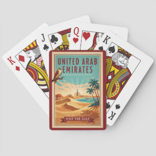 UAE Dubai Falcon Desert Illustration Travel Art Playing Cards