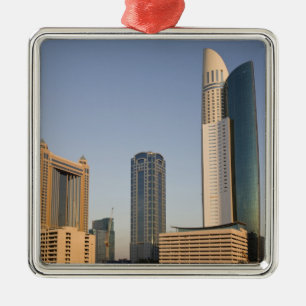 UAE, Dubai. Park Place Tower and other Metal Tree Decoration