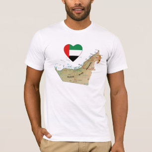 UAE Flag Heart and Map T-Shirt