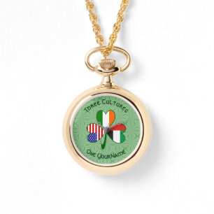 UAE Irish American Shamrock Flag Personalised  Watch