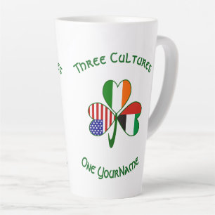 UAE Irish USA Flags Shamrock Personalised Latte Mug