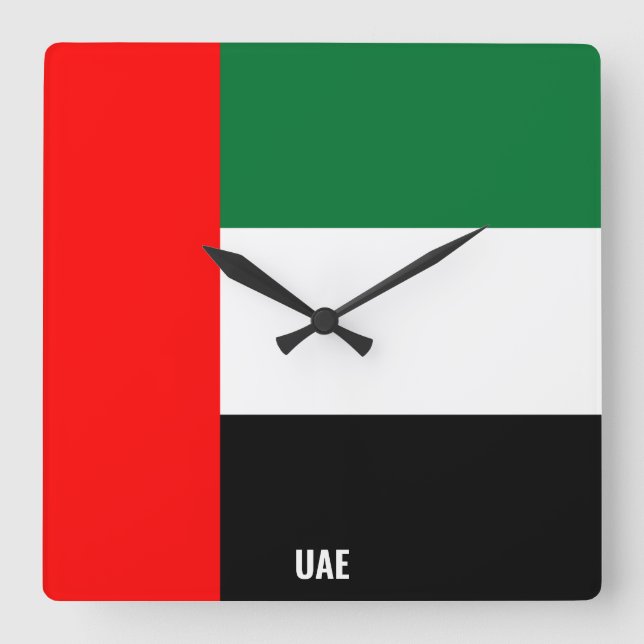 UAE National Flag Patriotic Square Wall Clock (Front)