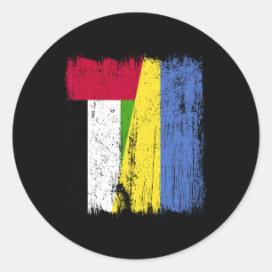 Uae Ukraine Half Flag Emirati Ukrainian Heritage  Classic Round Sticker