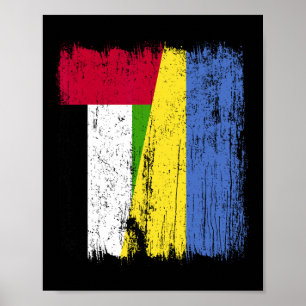 Uae Ukraine Half Flag Emirati Ukrainian Heritage  Poster