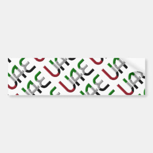 UAE United Arab Emirates Flag Colours Typography Bumper Sticker