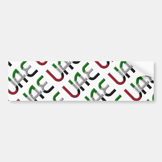 UAE United Arab Emirates Flag Colours Typography Bumper Sticker (Front)