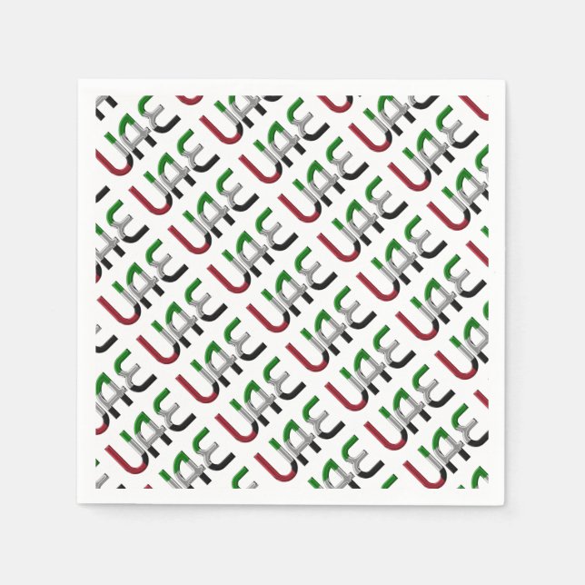 UAE United Arab Emirates Flag Colours Typography Napkin (Front)