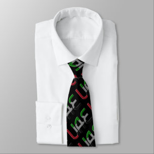 UAE United Arab Emirates Flag Typography Pattern Tie