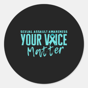 Ual Ault Awareness 2025 Teal Ribbon Your Voice S Classic Round Sticker