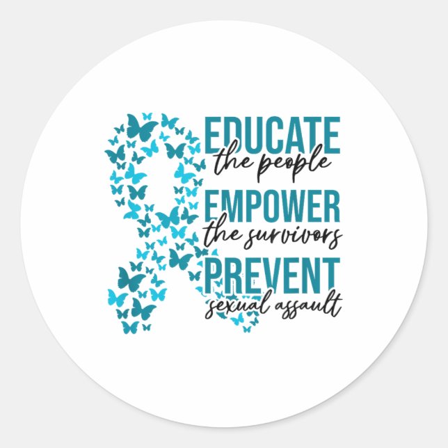 Ual Ault Awareness Month Educate Empower Prevent  Classic Round Sticker (Front)