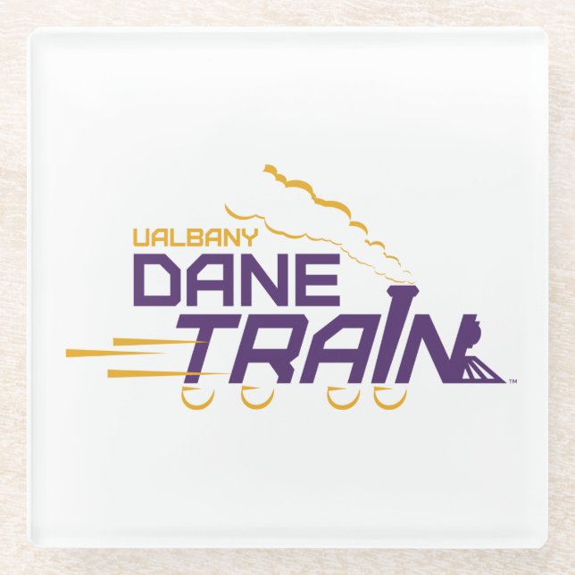UAlbany Dane Train Logo Glass Coaster (Front)