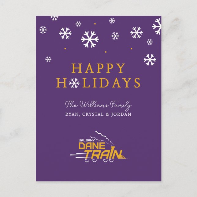 UAlbany Dane Train Logo Holiday Postcard (Front)