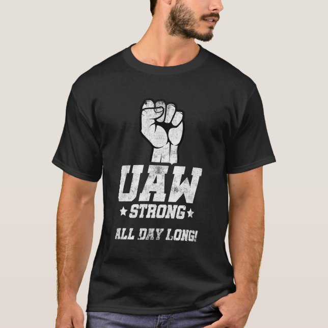 Uaw Strike Red Tee United Auto Workers Picket Sign (Front)