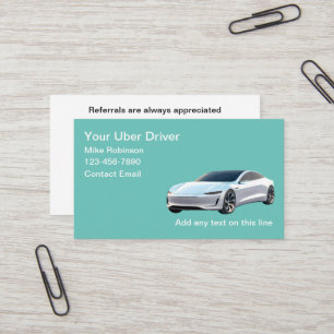 Uber Driver Electric Car Theme Business Cards