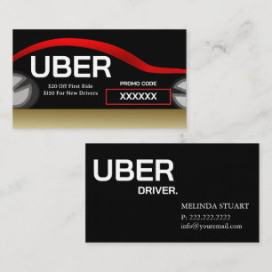 Uber Driver Modern Gold Border Referral Business Card