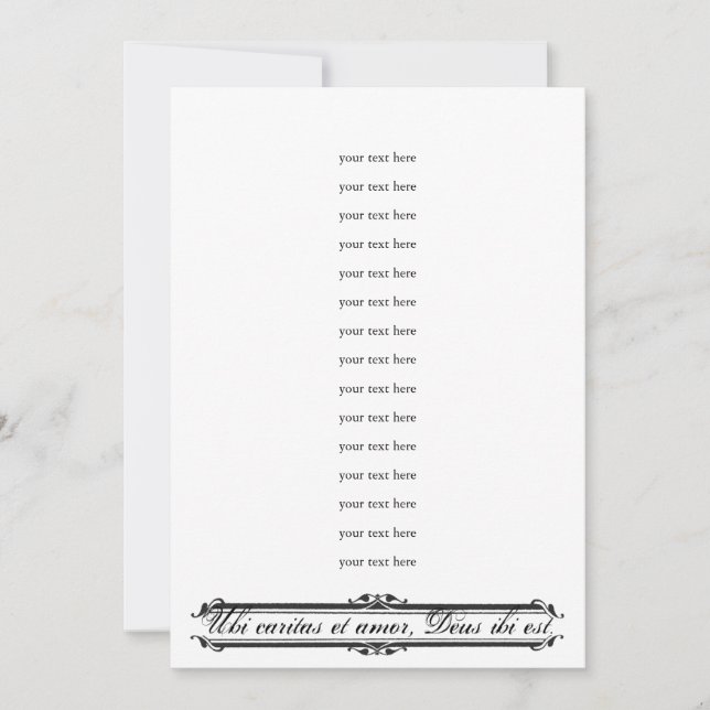 Ubi Caritas et Amor Wedding Invitation Template (Front)