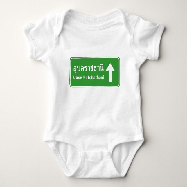 Ubon Ratchathani Ahead ⚠ Thai Traffic Sign ⚠ Baby Bodysuit (Front)