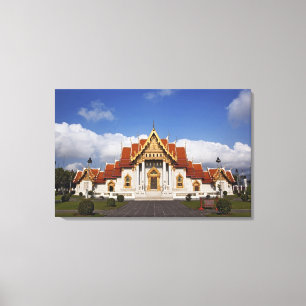 Ubosot Hall or Bot, Wat Benchamabophit, Bangkok, Canvas Print