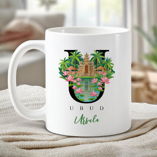 Ubud Bali Monogram Letter U Personalised Gift Coffee Mug