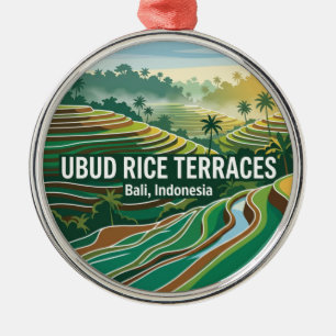 Ubud Rice Terraces Indonesia Metal Tree Decoration