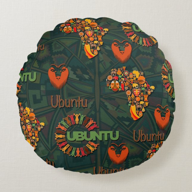 Ubuntu - I am because we are. Round Cushion (Front)