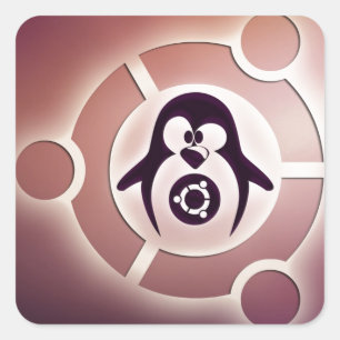 Ubuntu Linux Circle of Friends Logo w/ Tux Square Sticker