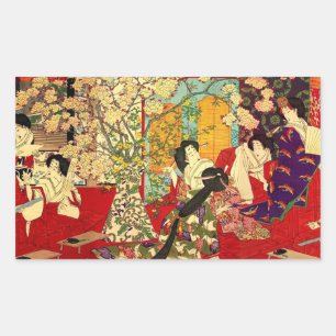 Uchou Onna Zakura Renga-zu Rectangular Sticker