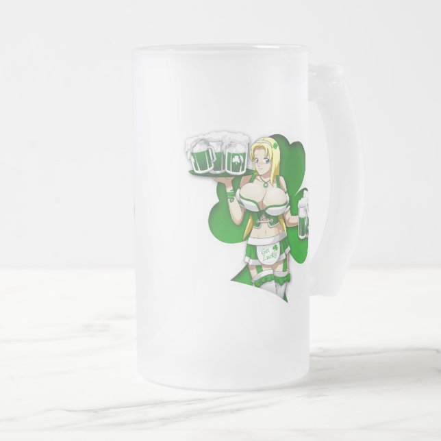 Uclover Frosted Glass Beer Mug (Front Right)