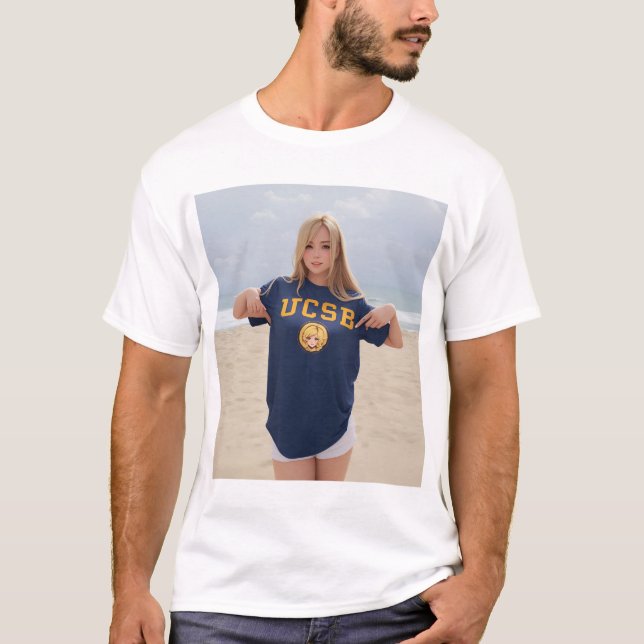 UCSB Surfer Girl. UC Santa Barbara T-Shirt (Front)