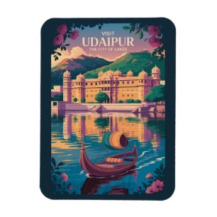 Udaipur India City Palace Illustration Travel Art Magnet