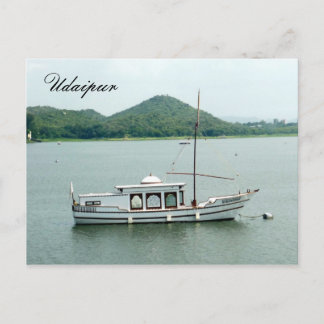 udaipur lake boat postcard