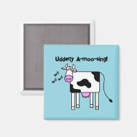 Udderly A-moo-sing Singing Cow Pun Cartoon Design