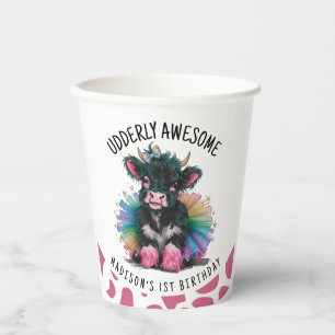 Udderly Awesome Tutu Highland Cow Print Paper Cups