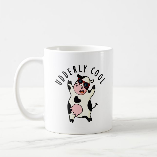 Udderly Cool Funny Cow Pun  Coffee Mug (Left)