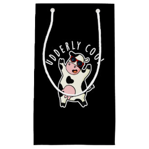 Udderly Cool Funny Cow Pun Dark BG Small Gift Bag