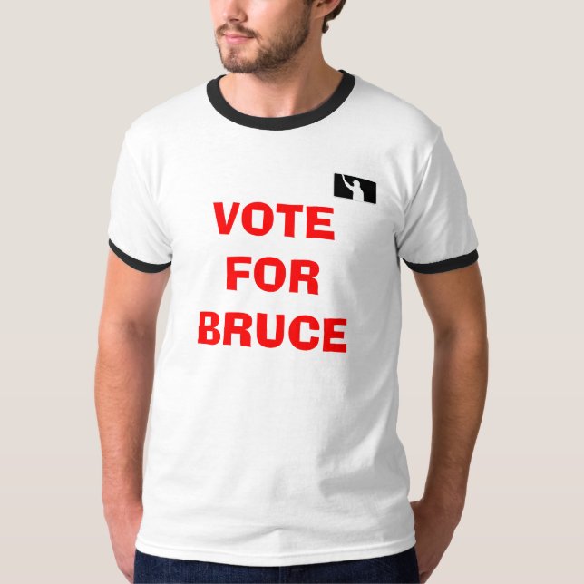 UEFL "Vote for Bruce" Ringer T-Shirt (Front)