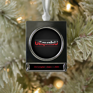 UEqualsU HIV Undetectable Typography Art Silver Plated Banner Ornament