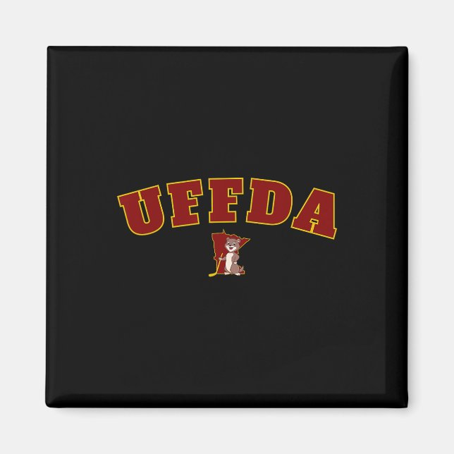 Uff-da Minnesota State Map Hockey Logo Graphic Mn  Magnet (Front)