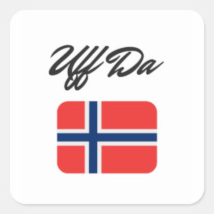 Uff Da Norwegian Flag Square Sticker