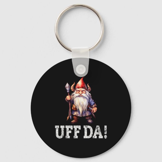 Uff Da Norwegian Quote Scandinavian Viking Gnome  Key Ring (Front)