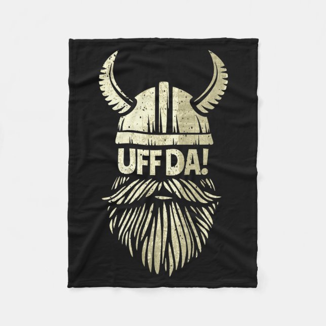 Uff Da Norwegian Quote Scandinavian Viking Helmet  Fleece Blanket (Front)