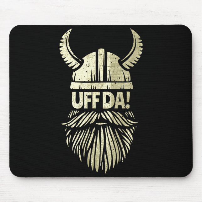 Uff Da Norwegian Quote Scandinavian Viking Helmet  Mouse Pad (Front)