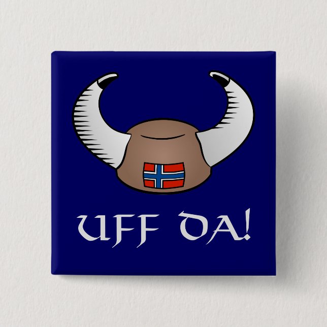 Uff Da! Viking Hat 15 Cm Square Badge (Front)