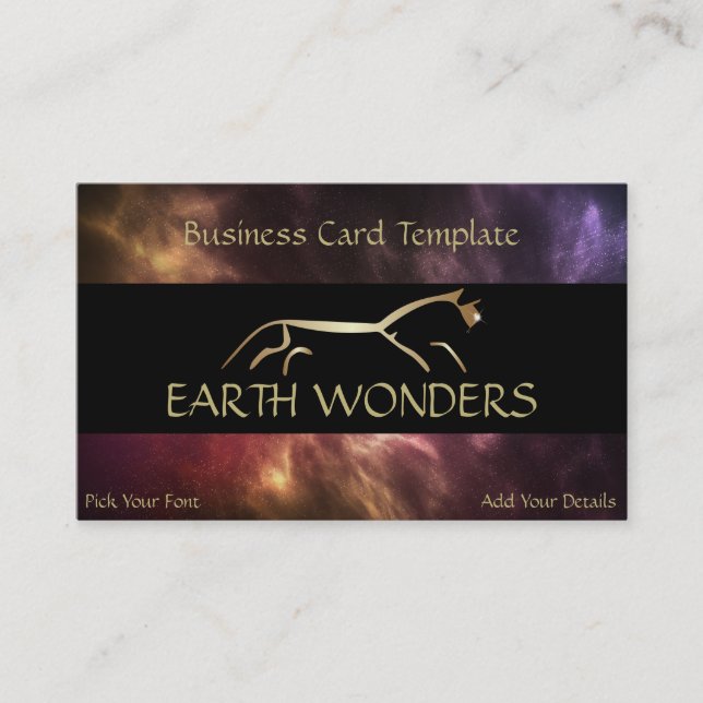 Uffington White Horse Geoglyphs Gold Horse Business Card (Front)