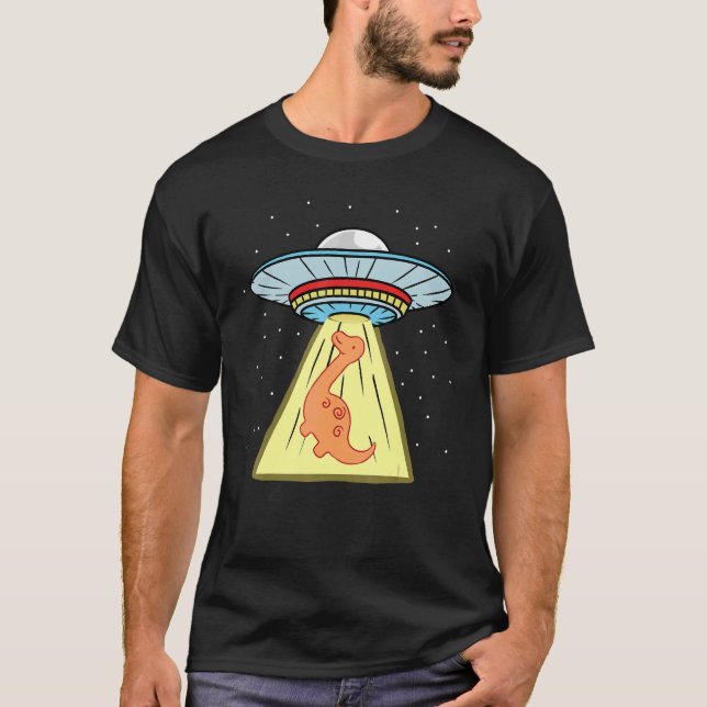Ufo Abduction Brachiosaurus Dinosaur T-Shirt (Front)