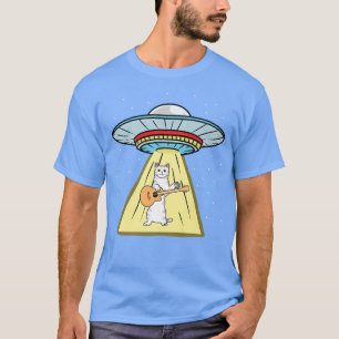 Ufo Abduction Cat Playing Guitar Premium T-Shirt