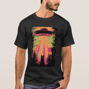 UFO Abduction Cat Vintage Sci-Fi Retro Alien Art G T-Shirt