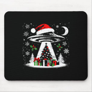 Ufo Abduction Christmas Tree - Funny Alien Xmas Lo Mouse Pad