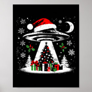 Ufo Abduction Christmas Tree - Funny Alien Xmas Lo Poster