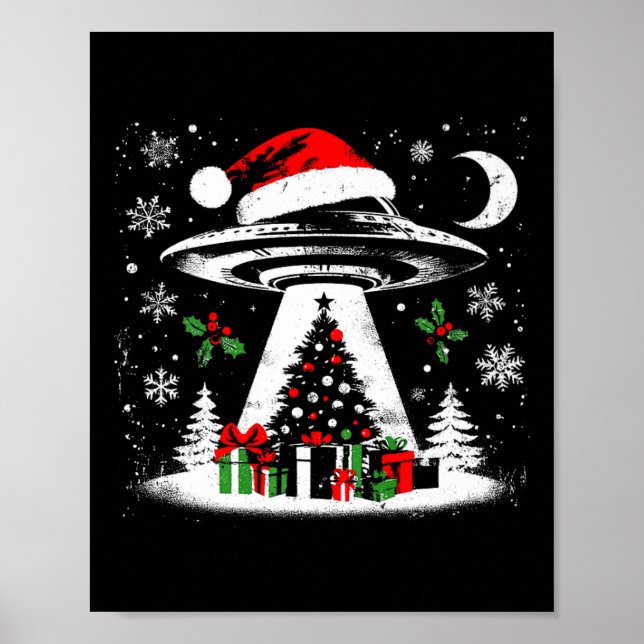 Ufo Abduction Christmas Tree - Funny Alien Xmas Lo Poster (Front)